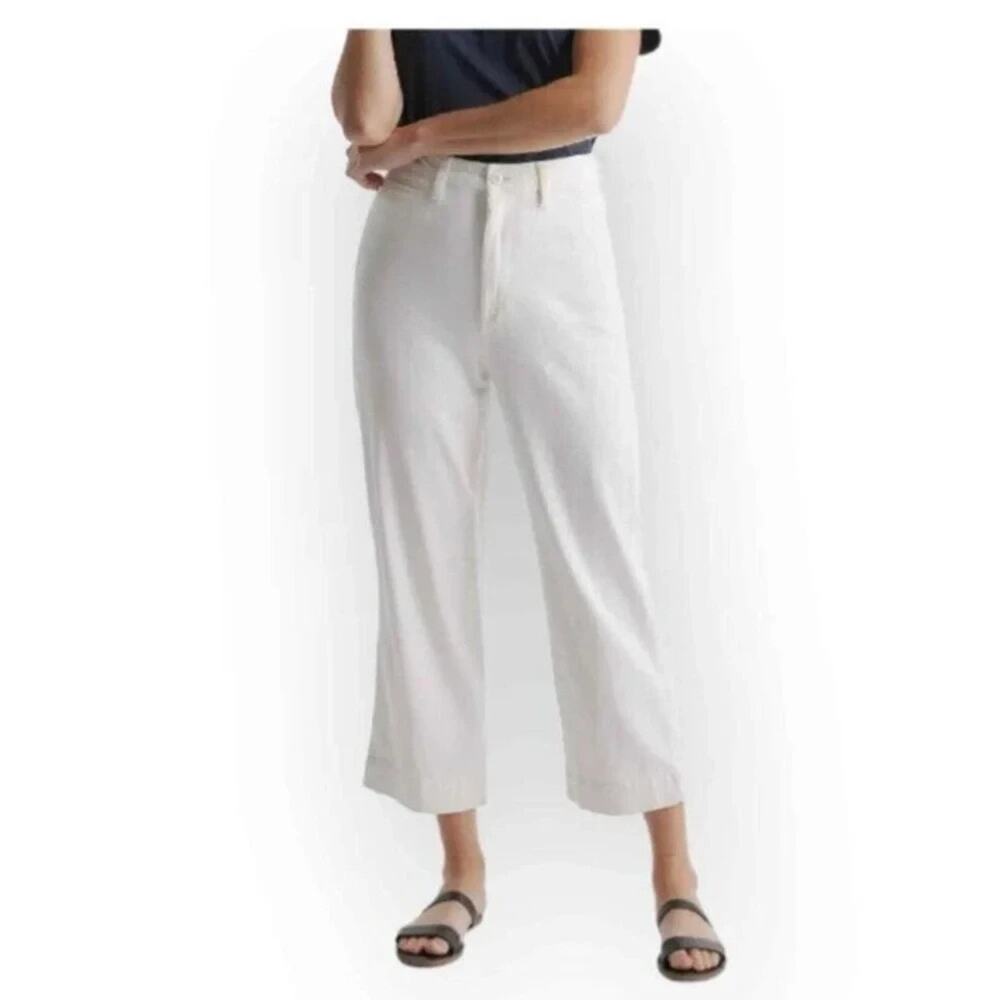 Quince Womens Organic Stretch Cotton Twill Wide Leg Crop Pant Size 27 Iv… - Picture 1 of 5